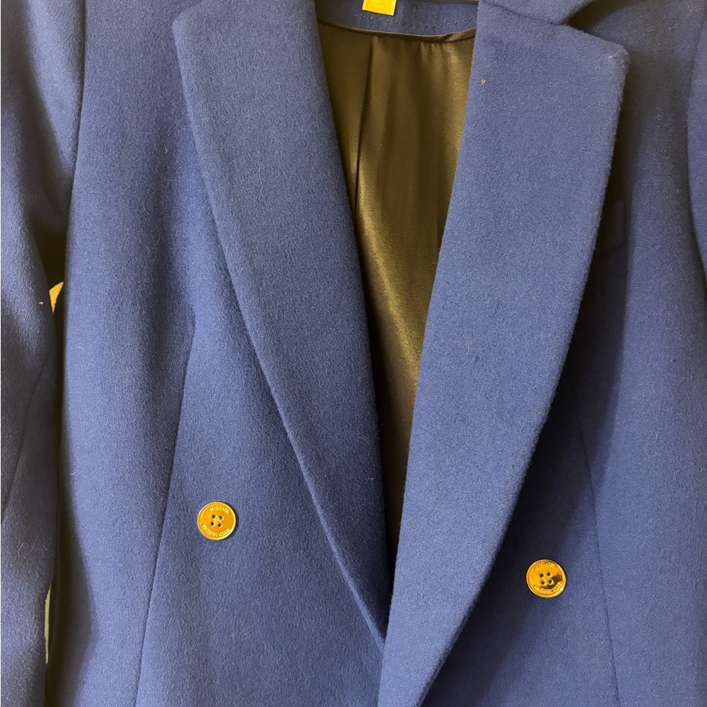 Michael Kors Royal Blue Pea Coat with Gold Buttons Size 2 / 4 - Picture 3 of 8